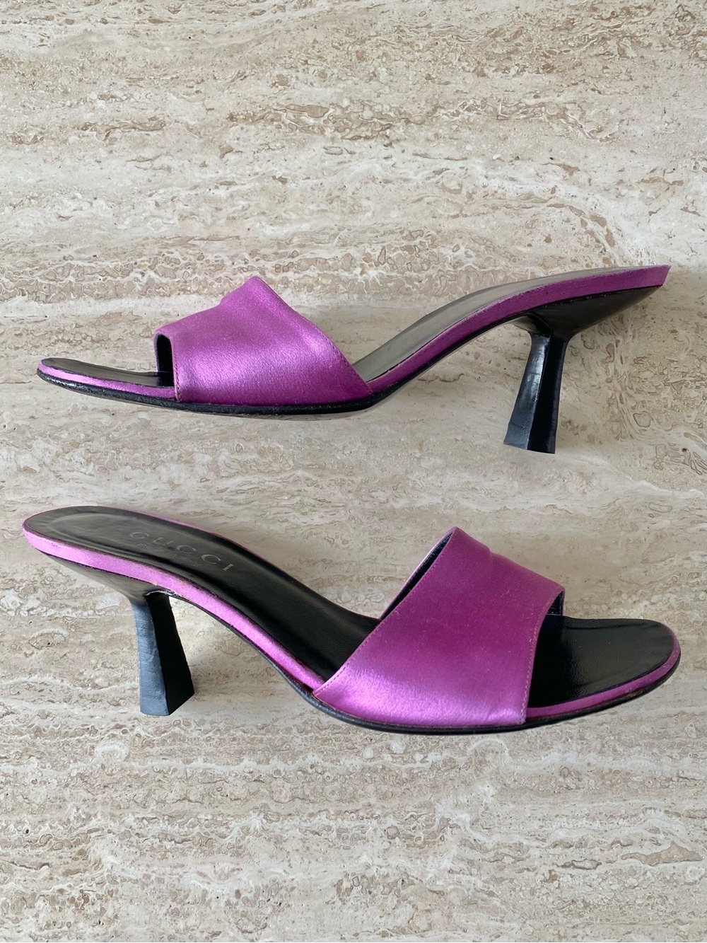 Vintage Gucci Tom Ford-era Satin Mule Sandal Heels - Picture 5 of 13